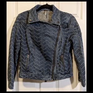 Free People Chevron Denim Jacket